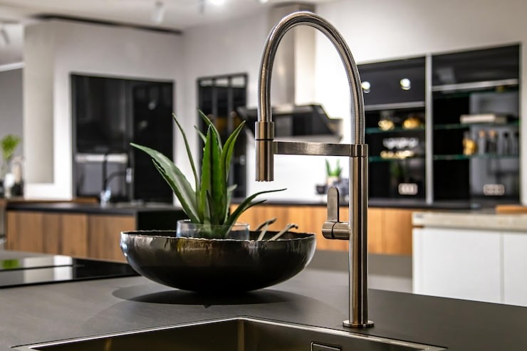 Minimalist Kitchen Design Ideas Using a Bosco Sink & Blanco Faucet Setup